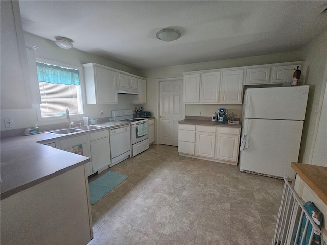 274 N Grand Ave, Poughkeepsie, NY 12603 - kitchen with white appliances, white cabinetry, and light countertops