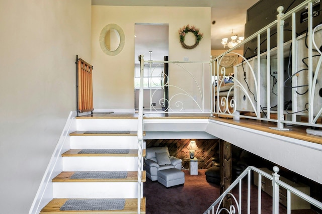 26 Comanche, Commack, NY 11725 - staircase featuring a chandelier