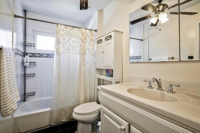 26 Comanche, Commack, NY 11725 - bathroom with vanity, shower / bath combo with shower curtain, and a ceiling fan