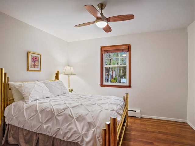 8 Dorset Rd, Call Listing Agent, CT 06851 - bedroom with baseboard heating, wood finished floors, and a ceiling fan