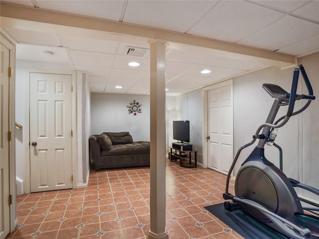 8 Dorset Rd, Call Listing Agent, CT 06851 - workout area featuring recessed lighting and a paneled ceiling