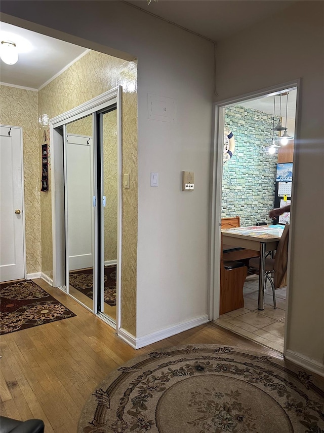 2620 E 13th St Unit 4D, Brooklyn, NY 11235 - hallway with wood-type flooring and ornamental molding