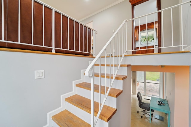 30 Birchwood Ter, Nanuet, NY 10954 - staircase with crown molding and tile patterned floors