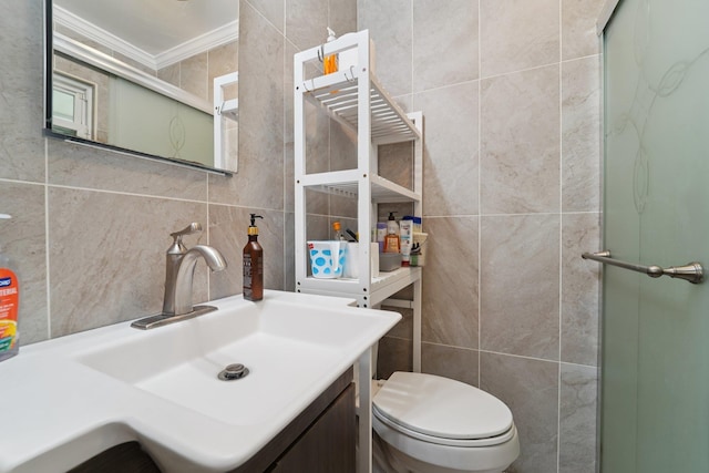 30 Birchwood Ter, Nanuet, NY 10954 - bathroom with tile walls, ornamental molding, and vanity