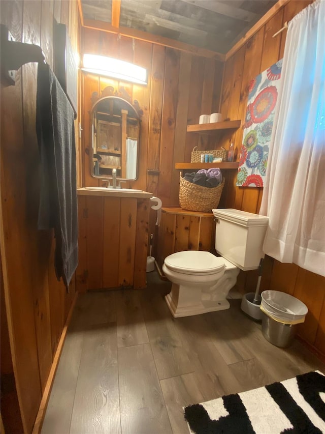 55 Woodcrest Dr, Middletown, NY 10940 - bathroom with hardwood / wood-style floors, vanity, and wood walls