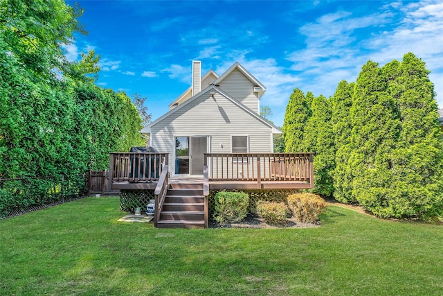 1025 Harrison Dr, Centerport, NY 11721 - back of house featuring a chimney and a deck