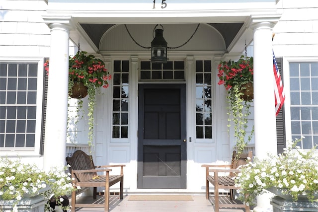 15 Abbey Crk, East Islip, NY 11730 - property entrance featuring covered porch