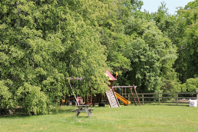 15 Abbey Crk, East Islip, NY 11730 - view of yard featuring a playground and a forest view