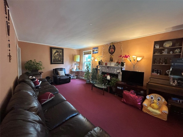 56 Helena Ave, Yonkers, NY 10710 - carpeted living area with ornamental molding