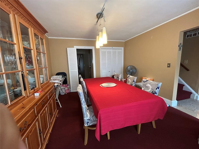56 Helena Ave, Yonkers, NY 10710 - dining area with crown molding and dark colored carpet