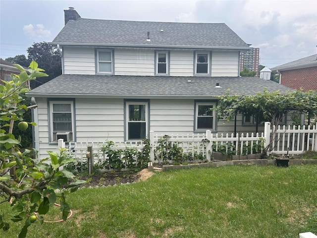 56 Helena Ave, Yonkers, NY 10710 - back of house featuring roof with shingles and a chimney