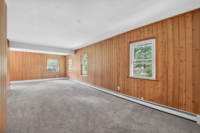 11 Tribune Ln, Red Hook, NY 12571 - carpeted spare room with wood walls and a baseboard radiator