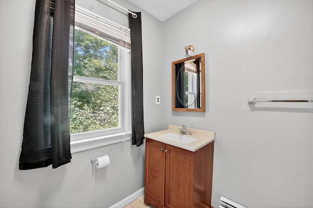 11 Tribune Ln, Red Hook, NY 12571 - half bathroom with vanity and baseboard heating
