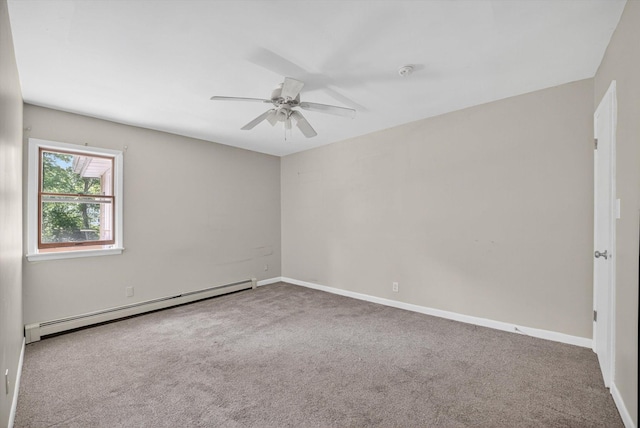 11 Tribune Ln, Red Hook, NY 12571 - unfurnished room featuring a baseboard heating unit, ceiling fan, and carpet