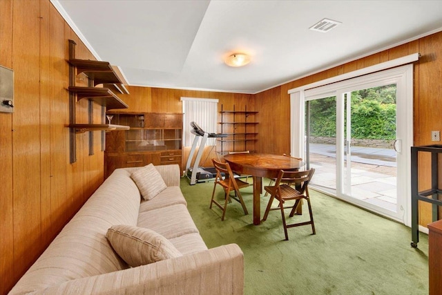 50 Chester Dr, Yonkers, NY 10710 - living room featuring wooden walls and carpet