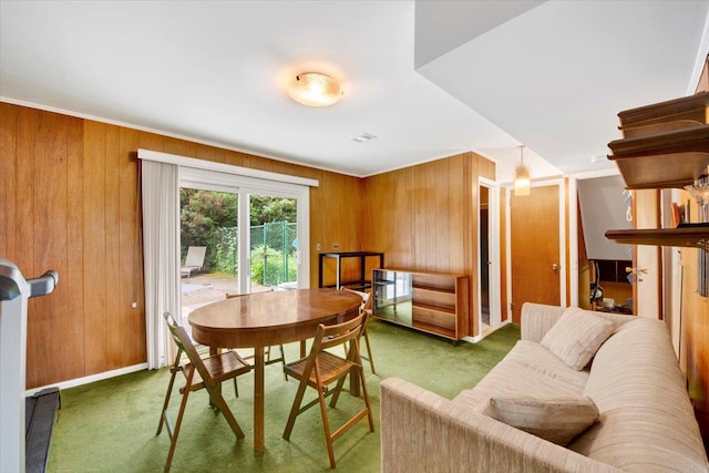 50 Chester Dr, Yonkers, NY 10710 - dining area with carpet and wood walls
