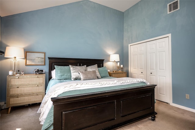 48 Devon Rd, Patterson, NY 12563 - bedroom featuring carpet floors, a closet, and vaulted ceiling