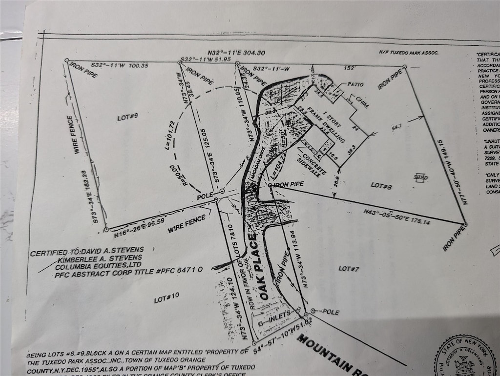 6 Oak Pl, Tuxedo Park, NY 10987 - survey map / technical document