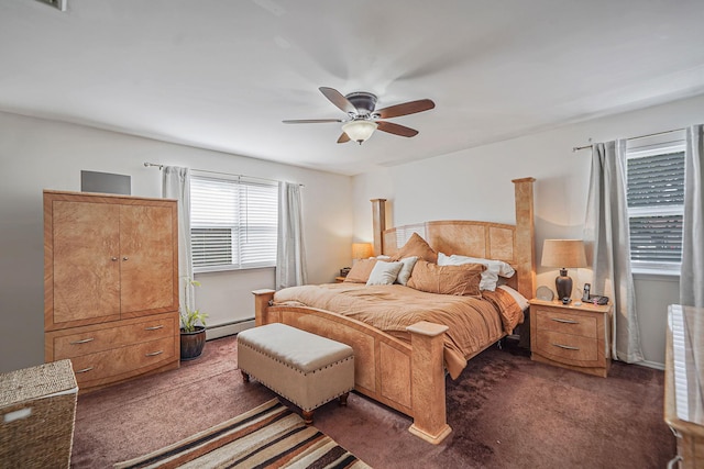 4 Ferndale Blvd, Islip, NY 11751 - bedroom with a baseboard radiator, carpet, and a ceiling fan