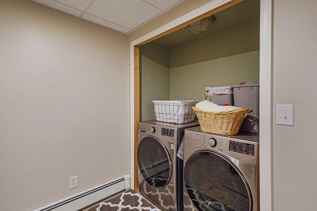 4 Ferndale Blvd, Islip, NY 11751 - laundry room with washing machine and clothes dryer and baseboard heating