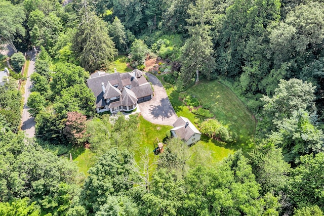 77 Haights Cross Rd, Chappaqua, NY 10514 - aerial view of property and surrounding area featuring a forest
