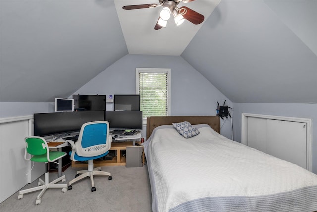 1 Willits Rd, Glen Cove, NY 11542 - carpeted bedroom featuring lofted ceiling and ceiling fan
