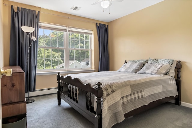 9 Clark Rd, Goshen, NY 10924 - bedroom featuring carpet flooring, a baseboard heating unit, and ceiling fan