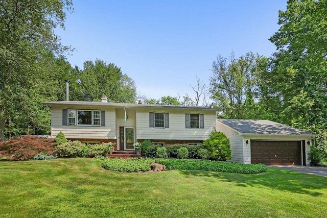 39 Bykenhulle Rd, Hopewell Junction, NY 12533 - raised ranch with a garage, a front yard, a chimney, and asphalt driveway