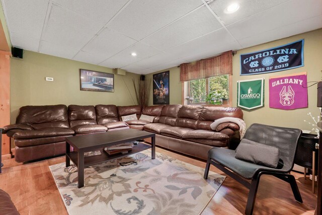 39 Bykenhulle Rd, Hopewell Junction, NY 12533 - living area featuring a paneled ceiling, wood finished floors, and recessed lighting