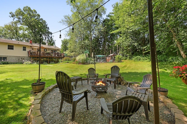 39 Bykenhulle Rd, Hopewell Junction, NY 12533 - view of patio / terrace featuring an outdoor fire pit and a wooden deck