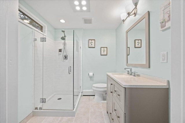 273 N Brewster Rd, Brewster, NY 10509 - full bathroom featuring vanity, a shower stall, and tile patterned floors