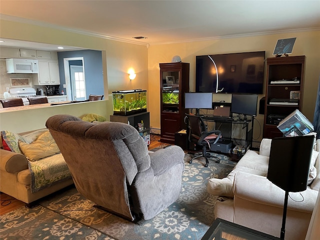 39 Herbert Ave, Lindenhurst, NY 11757 - living area featuring a desk and ornamental molding