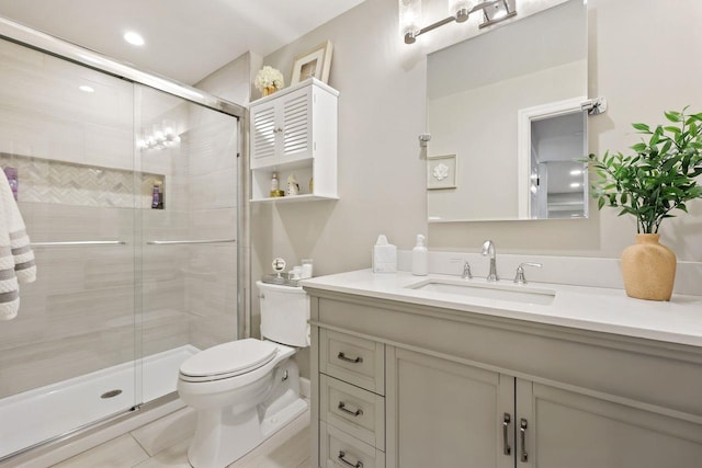 9 Carol Ct, Brewster, NY 10509 - bathroom featuring vanity, a shower stall, and tile patterned floors