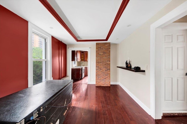 1519 Rosedale Ave, Bronx, NY 10460 - unfurnished living room featuring dark wood finished floors and a tray ceiling