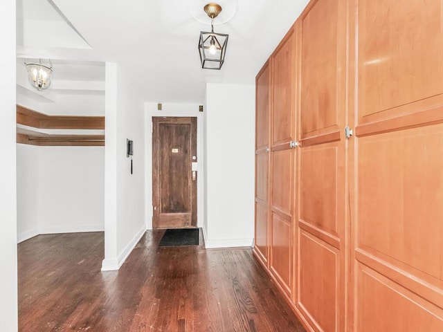 340 W 57th St Unit 5F, New York Manhattan, NY 10019 - entrance foyer with a chandelier and dark wood finished floors