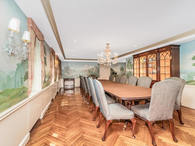 340 W 57th St Unit 5F, New York Manhattan, NY 10019 - dining space with a chandelier and crown molding