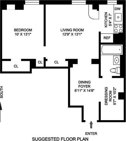 340 W 57th St Unit 5F, New York Manhattan, NY 10019 - view of home floor plan