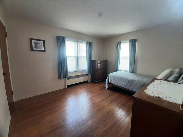52 Fountain Pl, Poughkeepsie, NY 12603 - bedroom with radiator heating unit, multiple windows, and dark wood-style flooring