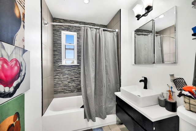 946 Balcom Ave, Bronx, NY 10465 - full bath featuring shower / bath combo, vanity, and tile patterned floors