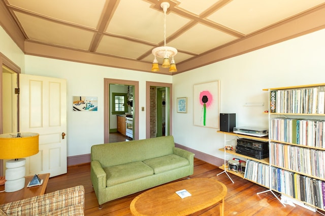 7432 S Broadway, Red Hook, NY 12571 - living room with wood finished floors and coffered ceiling