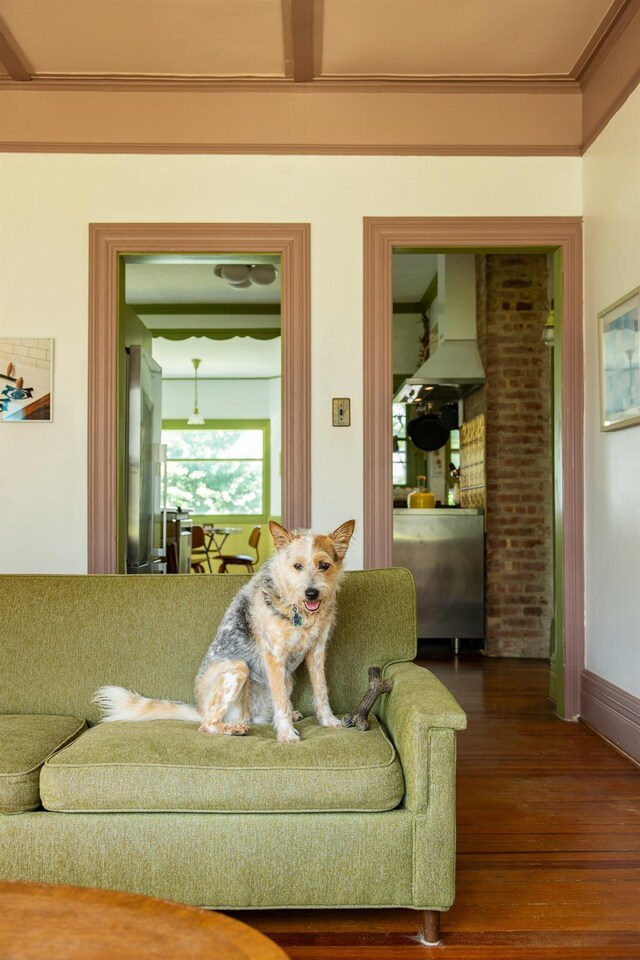 7432 S Broadway, Red Hook, NY 12571 - living area featuring wood finished floors and crown molding