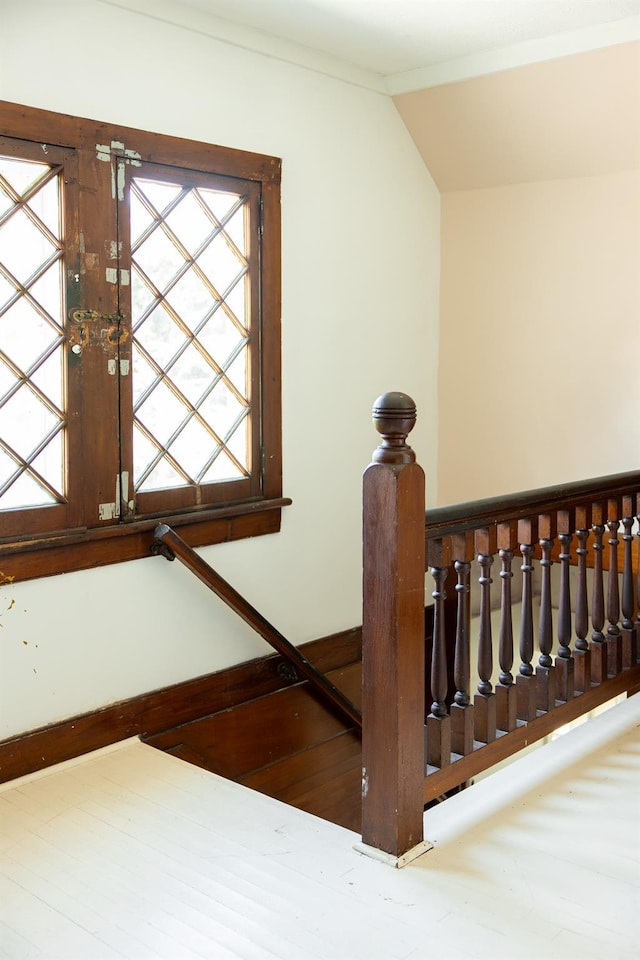 7432 S Broadway, Red Hook, NY 12571 - stairs with vaulted ceiling, healthy amount of natural light, and wood finished floors