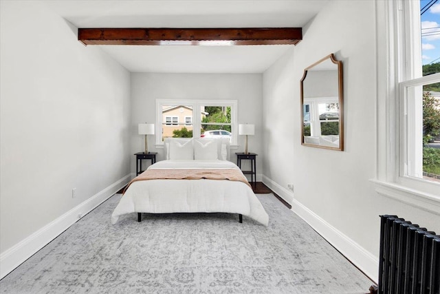 4 Cedar St, Hastings-On-Hudson, NY 10706 - bedroom with radiator, beam ceiling, and wood finished floors