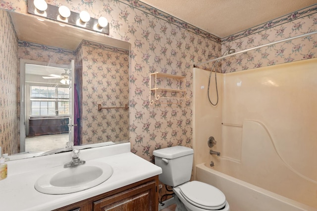 36 Spruce St Unit 36, Pawling, NY 12564 - bathroom with shower / bath combination, vanity, wallpapered walls, and a textured ceiling