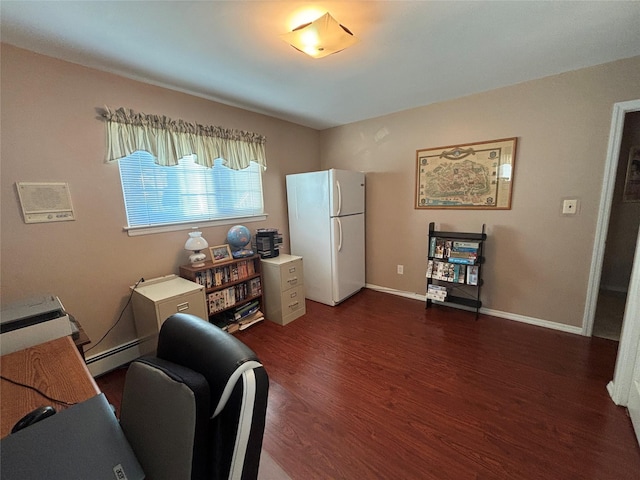557 Southside Ave, Freeport, NY 11520 - office area featuring dark wood-style flooring and baseboard heating