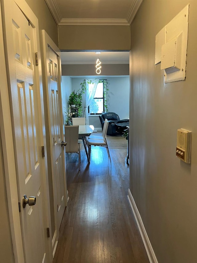 150-10 71st Ave Unit 2G, Kew Garden Hills, NY 11367 - corridor featuring dark wood finished floors and ornamental molding
