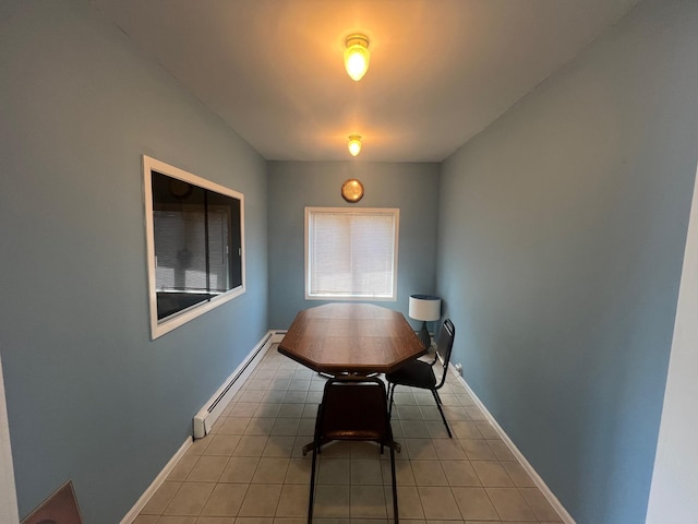234 S 7th St, Lindenhurst, NY 11757 - dining area with baseboard heating and light tile patterned floors
