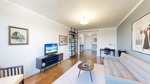 90-02 63rd Dr Unit 5J, Rego Park, NY 11374 - living area featuring wood finished floors and ornamental molding