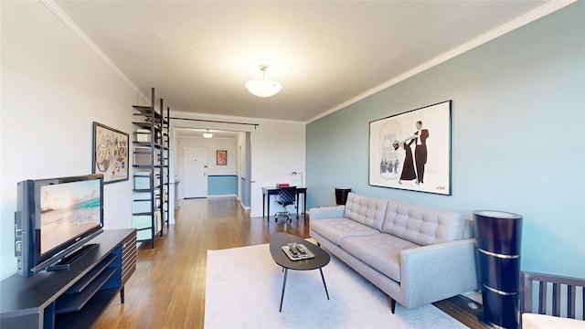 90-02 63rd Dr Unit 5J, Rego Park, NY 11374 - living room with wood finished floors and ornamental molding