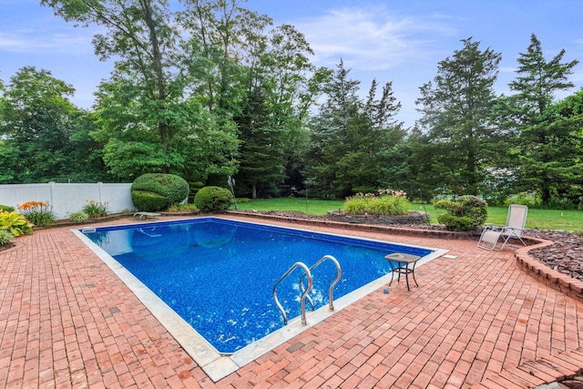 60 Wheatfield Ln, Commack, NY 11725 - view of pool with a patio and view of wooded area